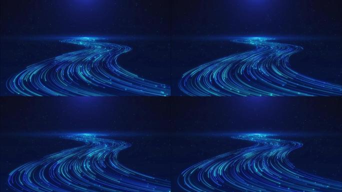 4K蓝色流动光线背景循环