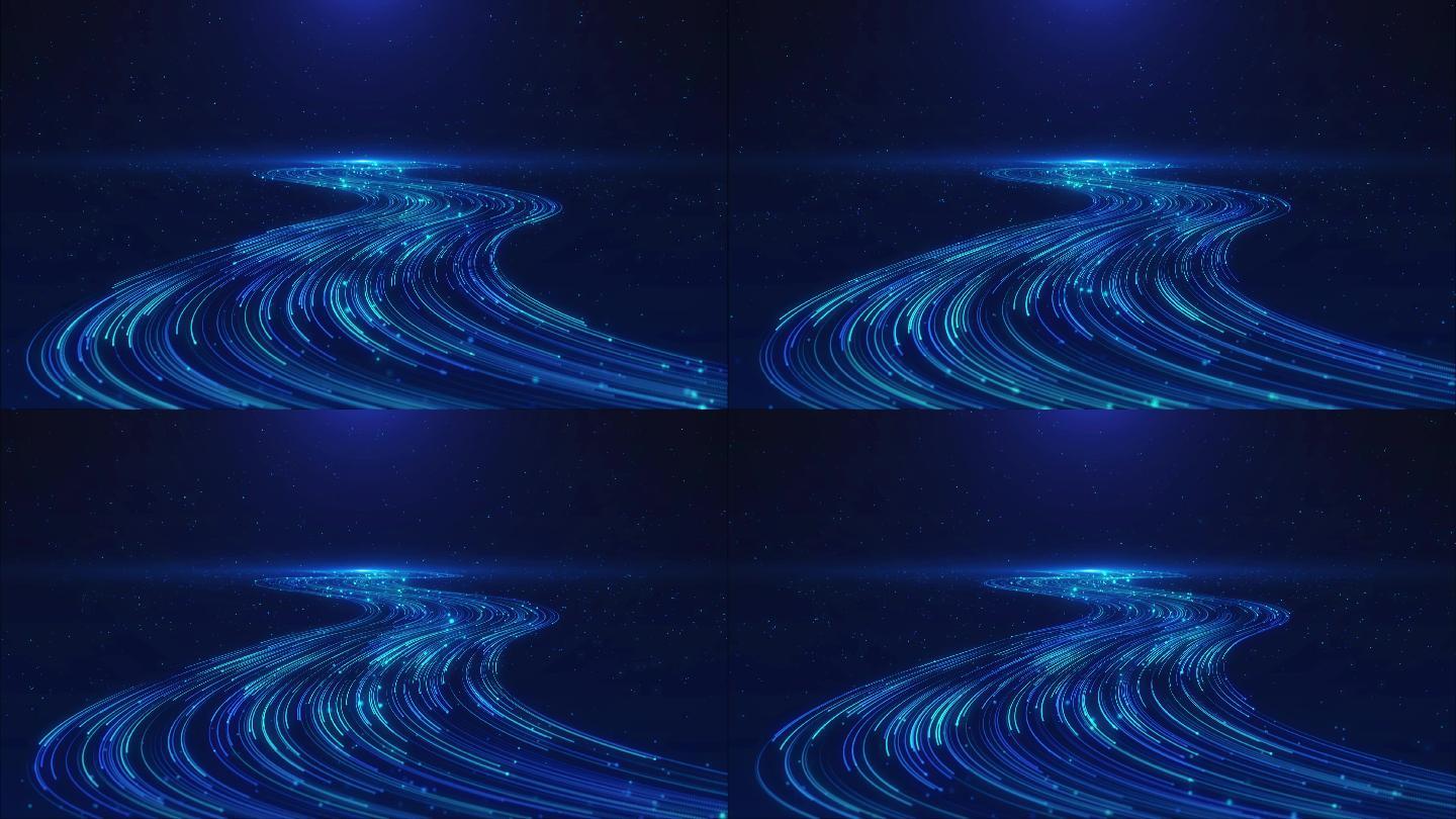 4K蓝色流动光线背景循环