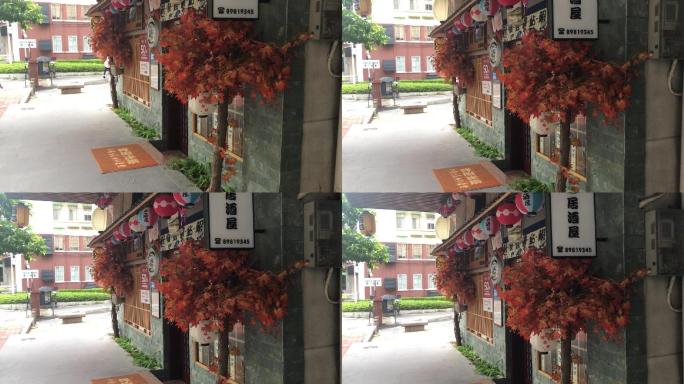 静谧日本料理店门口视频素材横屏