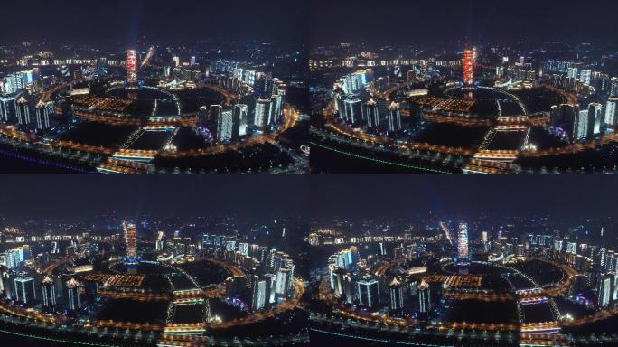 4K航拍城市夜景郑州cbd