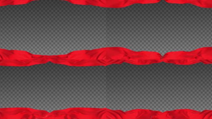 4K飘动飘扬的红绸红布-无缝循环带通道