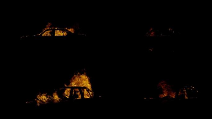 4K汽车爆炸燃烧影视合成素材