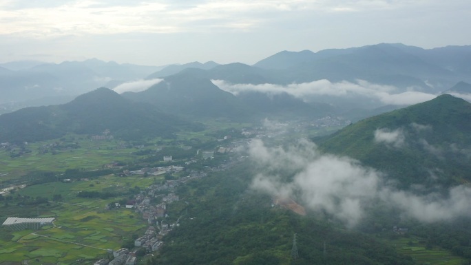 航拍水头镇晨曦