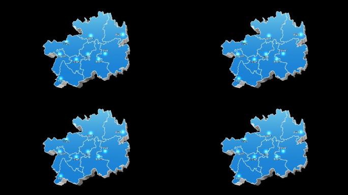 贵州省三维立体地图区域通道视频蓝色