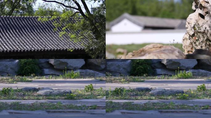 意境古建筑屋顶石头鸟巢地面4k