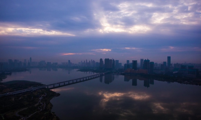 武汉城市沙湖天空延时