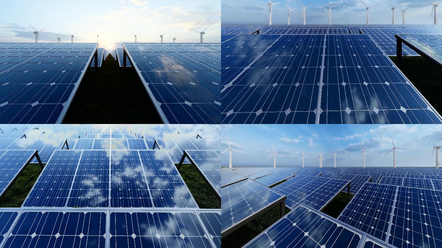 4K新能源太阳能发电站光伏发电合集