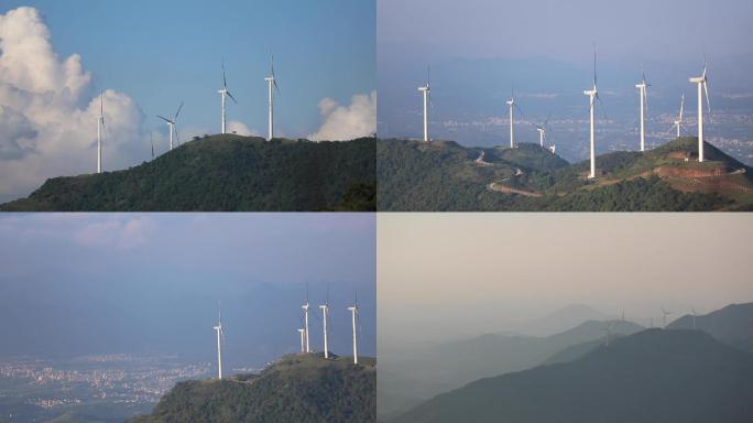 粤西山区风力发电大风车空镜头