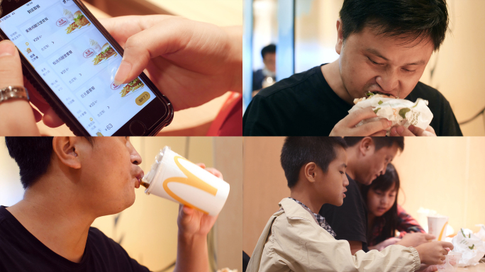 麦当劳手机点餐快餐饮食暴饮4k视频素材