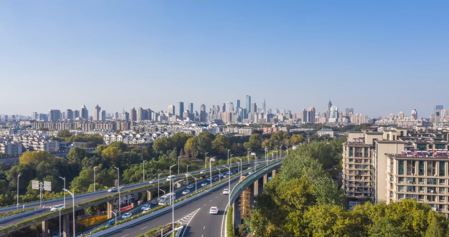 南京城市大景航拍、延时摄影4k