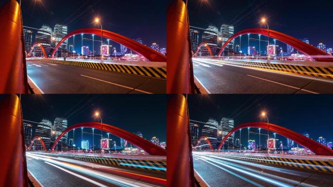 原创4K广州城市延时实拍解放大桥