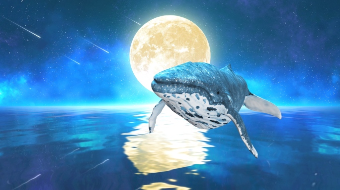 唯美月亮鲸鱼4k（11）-无缝循环