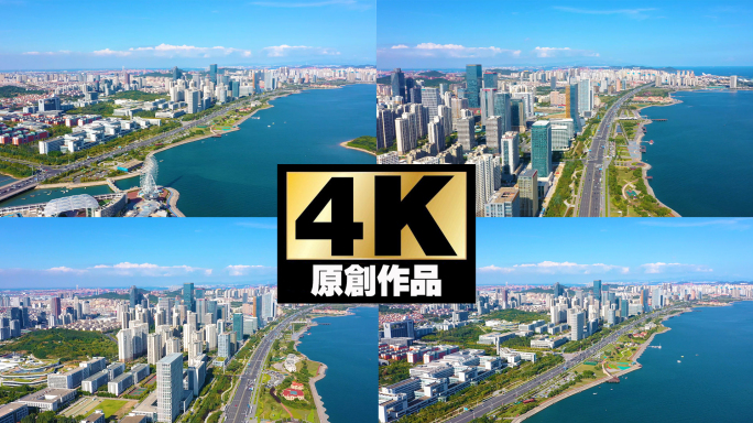 黄岛唐岛湾西海岸漓江西路航拍4K