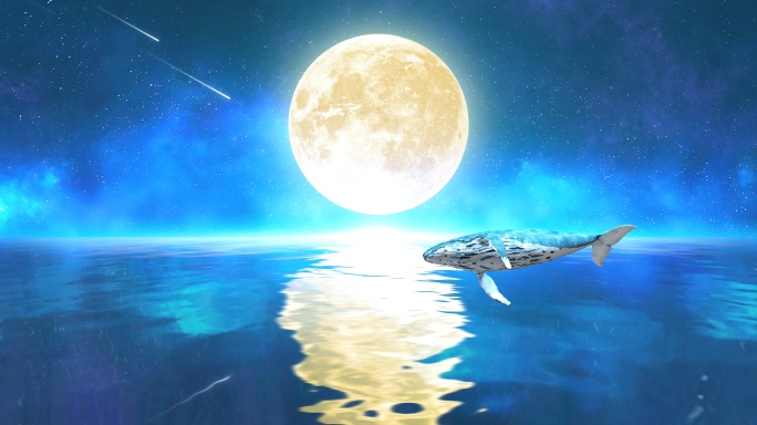 唯美月亮鲸鱼4k（18）-无缝循环