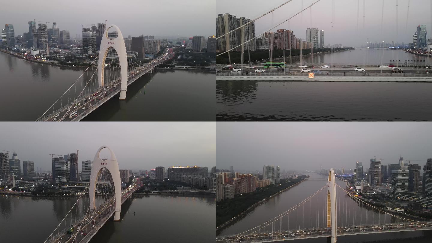 广州猎德大桥航拍广州塔