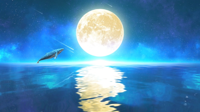 唯美月亮鲸鱼4k（19）-无缝循环