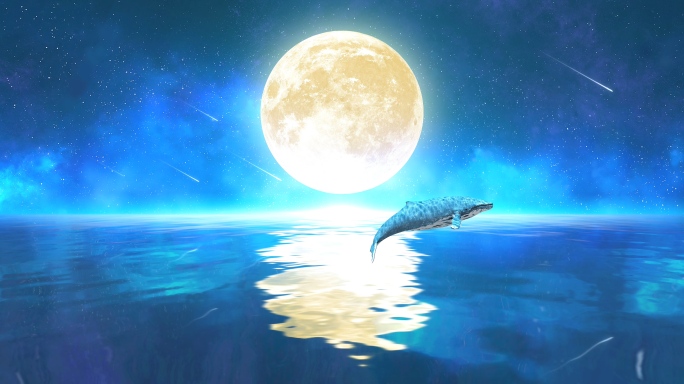 唯美月亮鲸鱼4k（13）-无缝循环