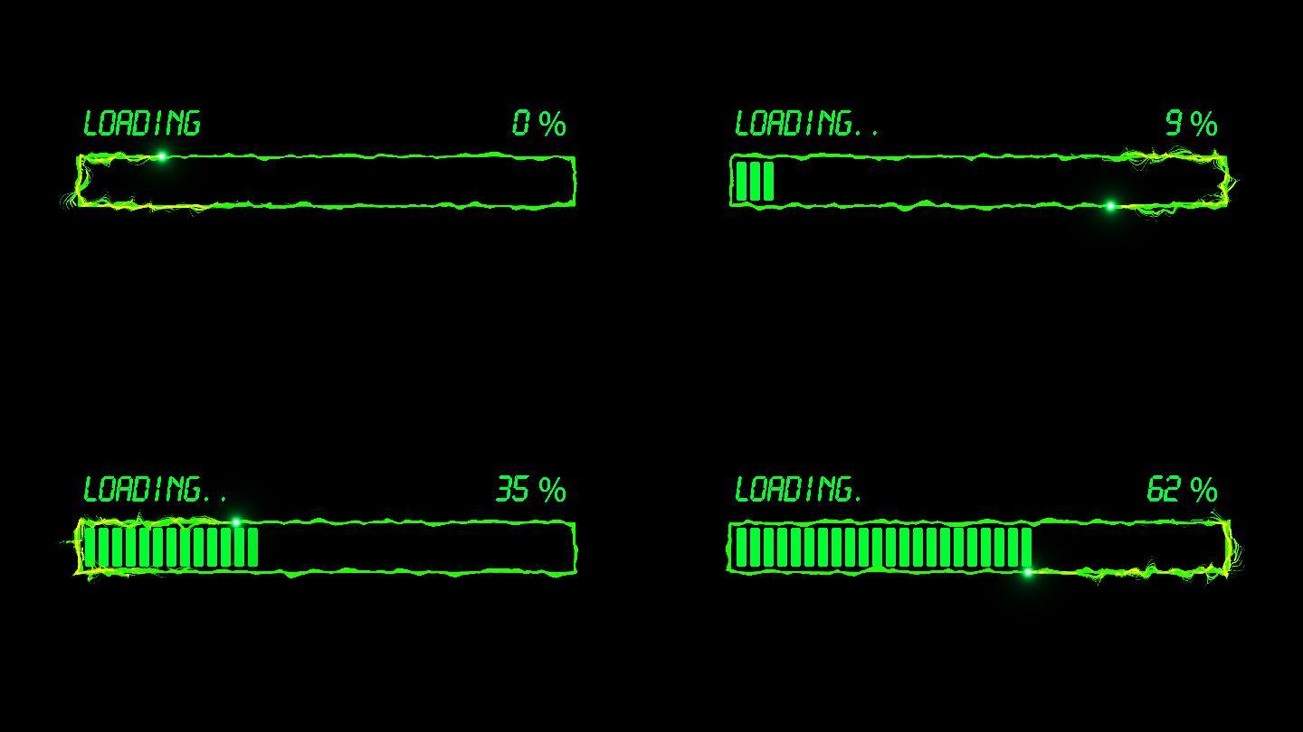 4K绿色扭曲粒子方框进度条加载通道4
