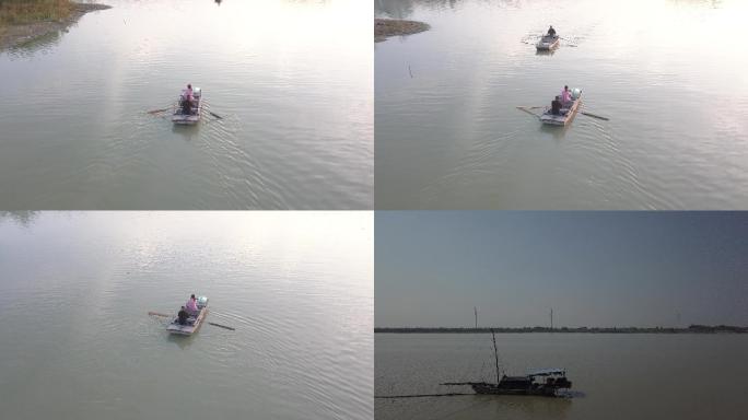 原创4k航拍小渔船的不同场景