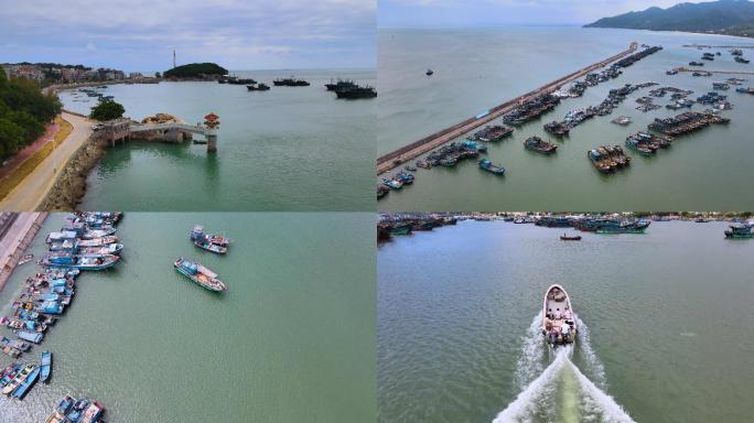 汕头南澳渔船渔港航拍视频