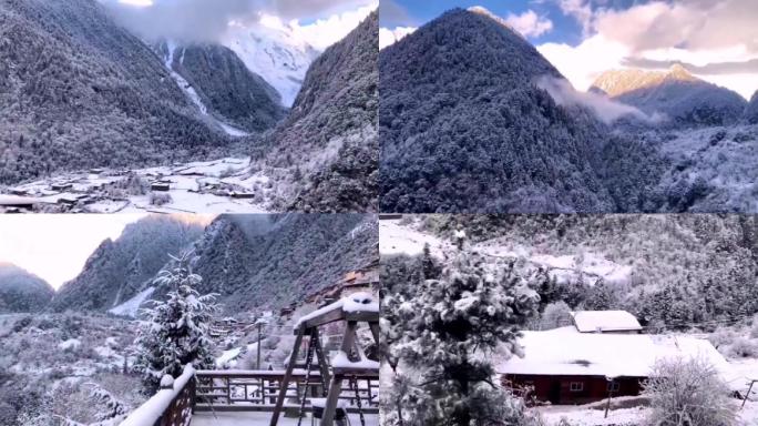 蓝天白云雪景峰西藏雪山视频素材