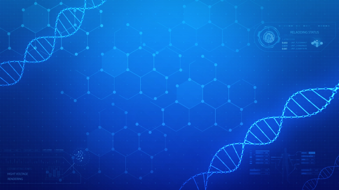 蓝色分子结构DNA基因链医疗医学实验背景