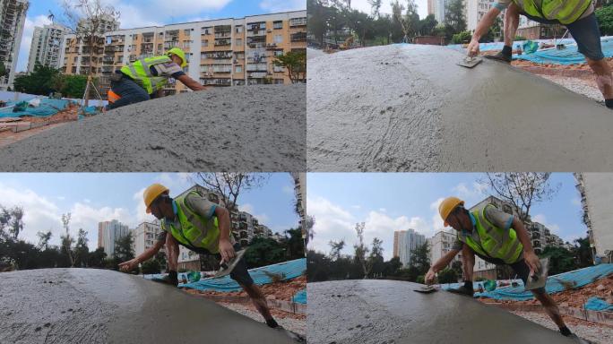 深圳城市建设小公园建设工地水泥造景观