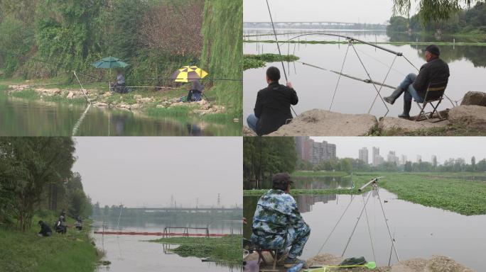 【4K有版权】在湖边钓鱼的人