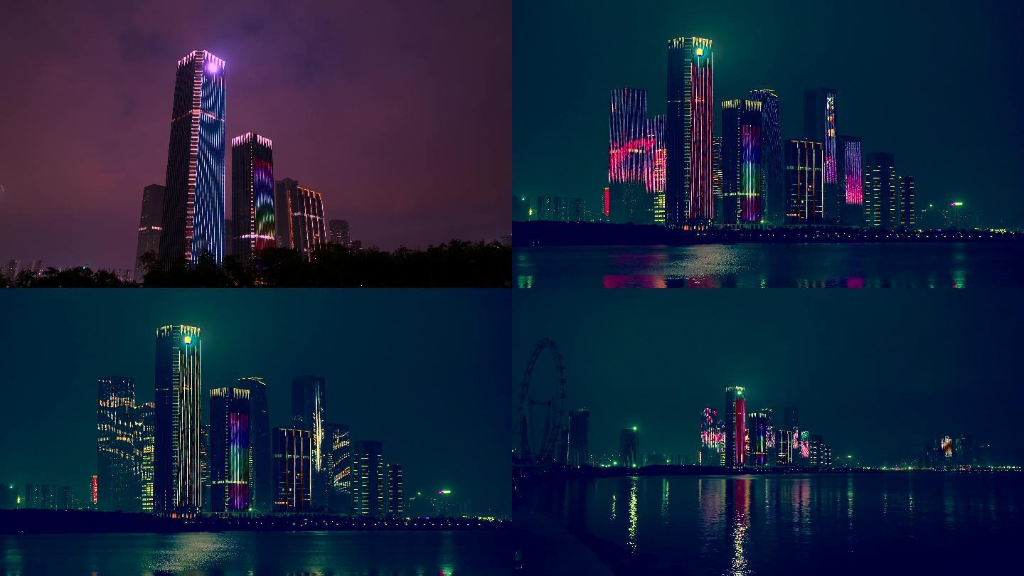 4K深圳前海建筑灯光秀夜景