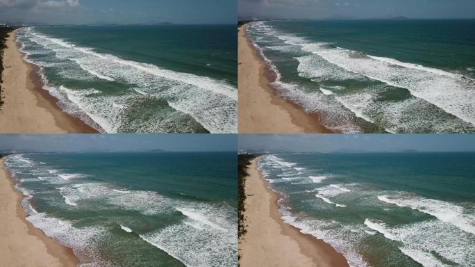 三亚海棠湾海岸线浪花4K航拍