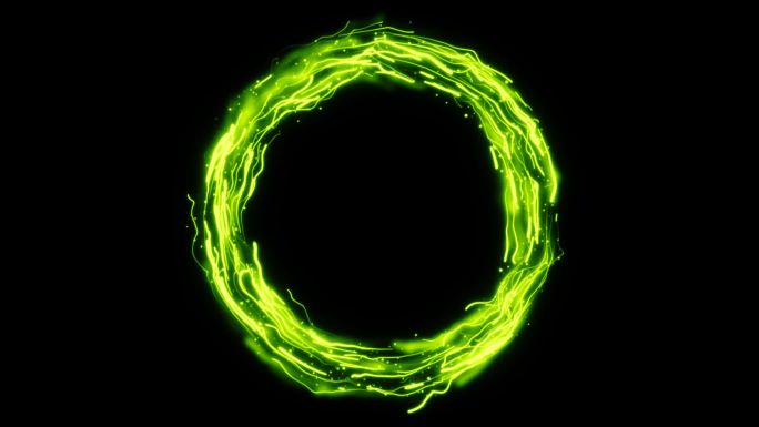 绿色圆环旋转流动粒子