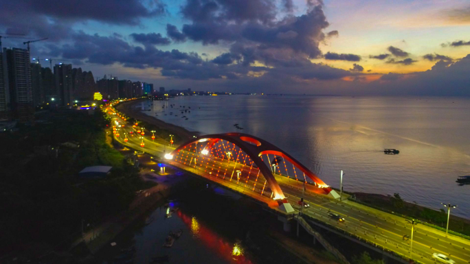 实拍广西北海市金滩落日夜景视频素材