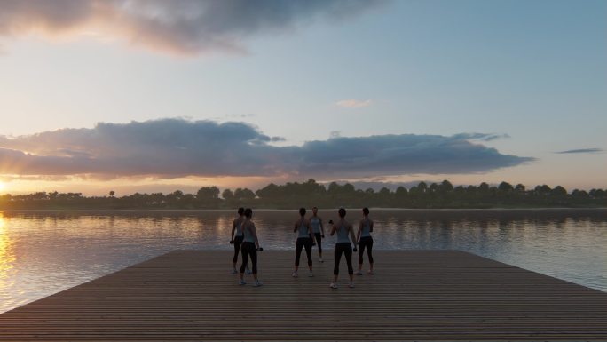 2K湖边度假旅游景区健身动画