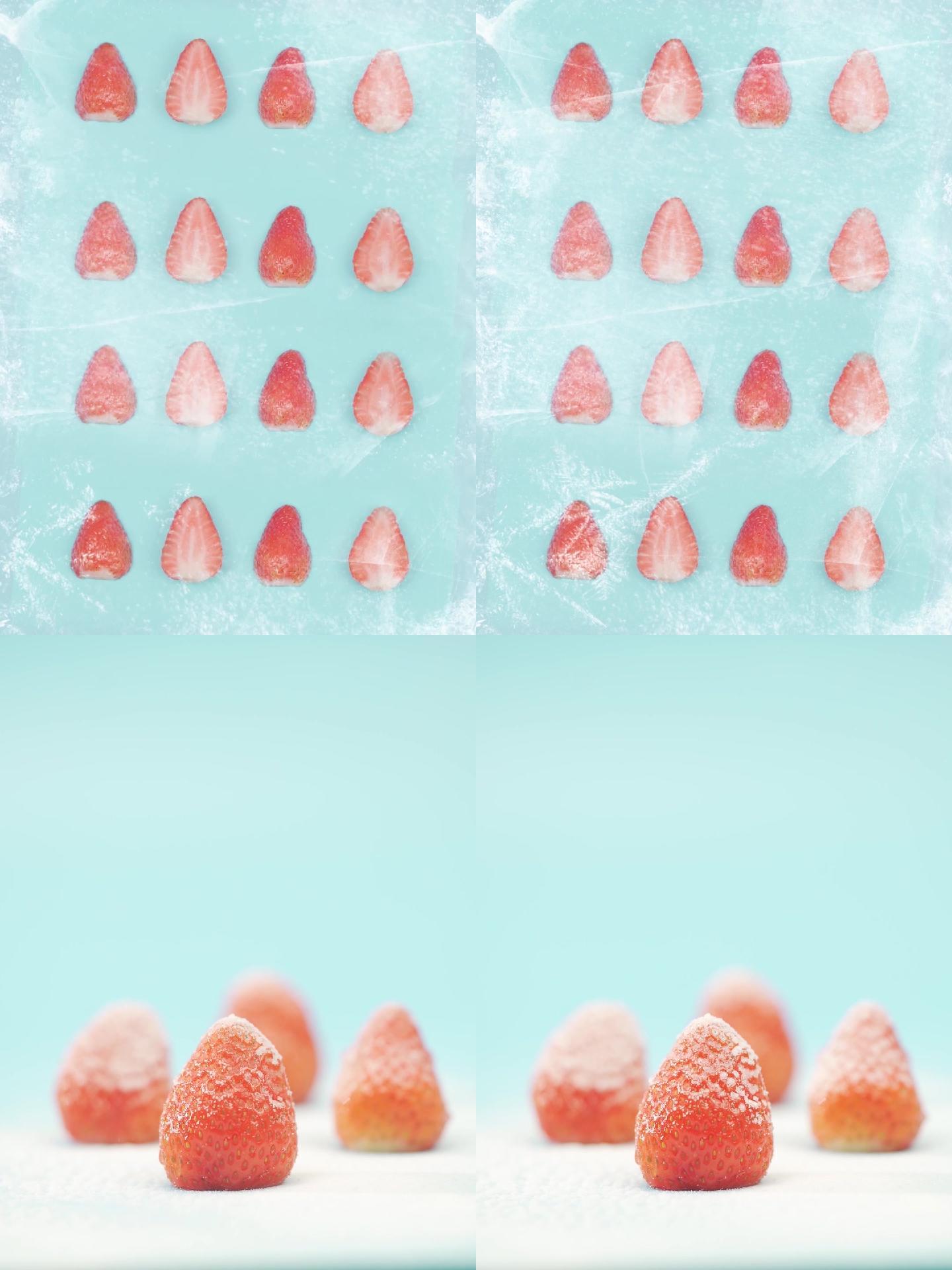 结霜冷冻冻干草莓AE模板