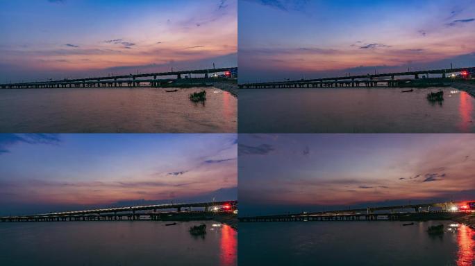 南京石臼湖日转夜延时摄影4K实拍素材
