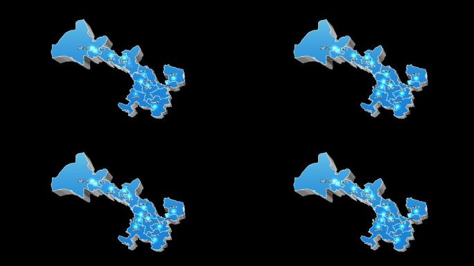 甘肃省三维立体地图区域通道视频蓝色