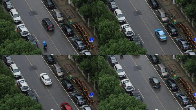 4K雨中的城市小街行人车辆