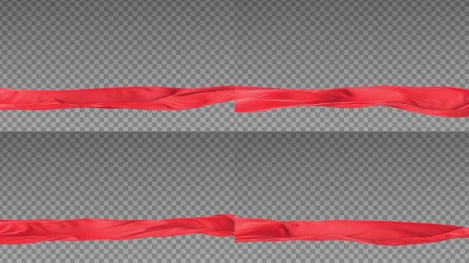 4K红色飘带绸带绸缎视频素材-循环带通道