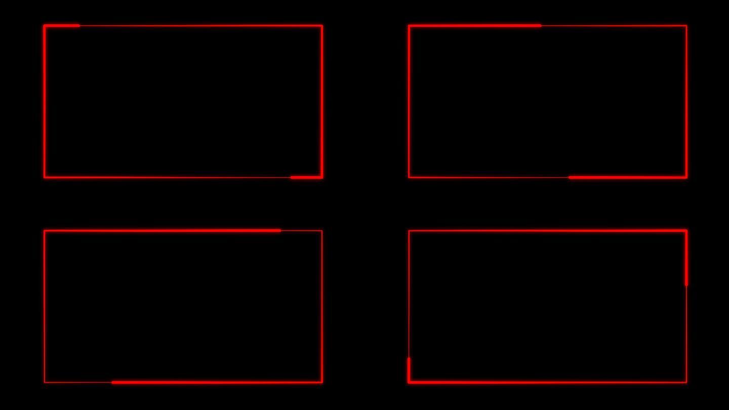 4K红色粒子光线描画长方形1