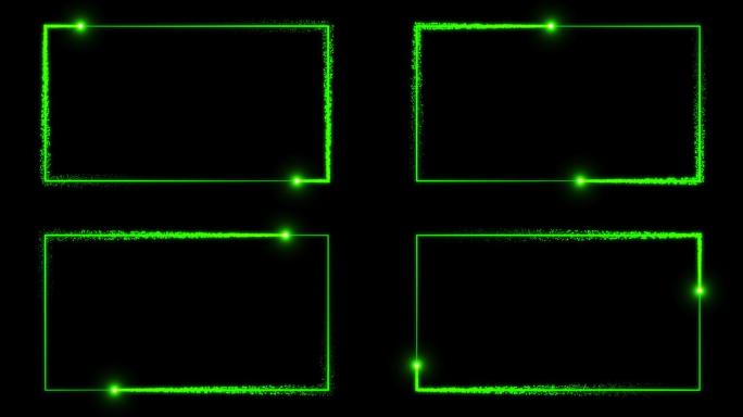 4K绿色粒子光线描画长方形1.3