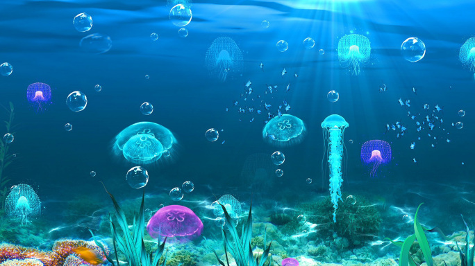 8k海底世界之水母5D全息投影