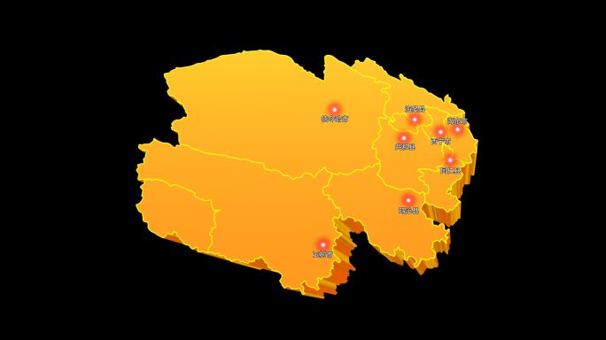 青海省三维立体地图区域通道视频金色