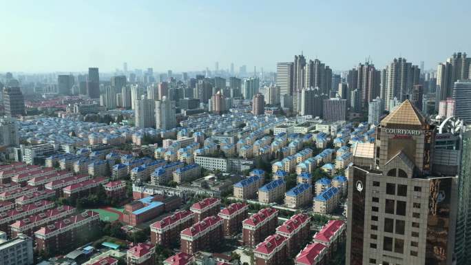上海的分岔路口市中心建筑4k