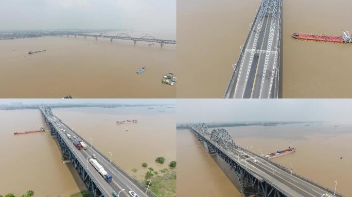 九江长江大桥航拍素材4k