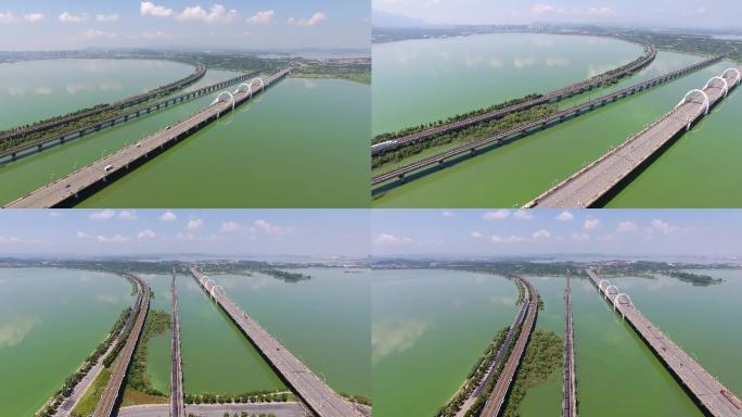 九江八里湖大桥航拍素材4k