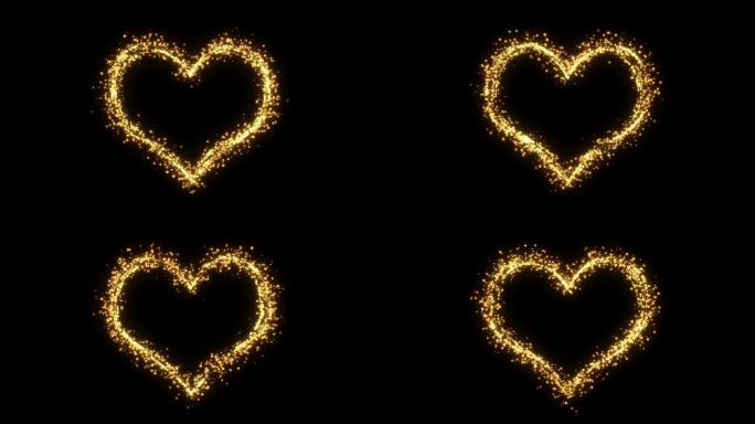金色心形粒子爱情背景