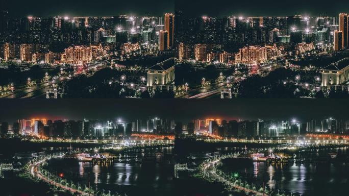 城市夜景延时素材4K