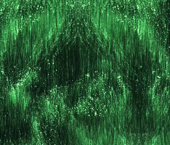 绿色森林粒子上升流动线条循环科技背景灯柱