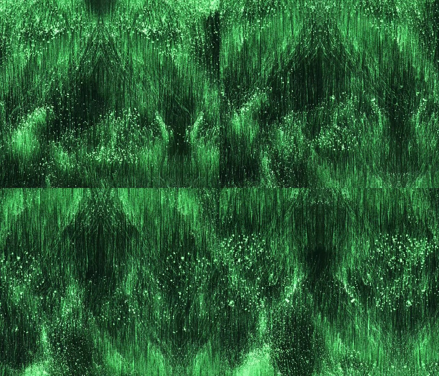 绿色森林粒子上升流动线条循环科技背景灯柱