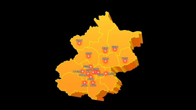 北京市三维立体地图区域通道视频金色